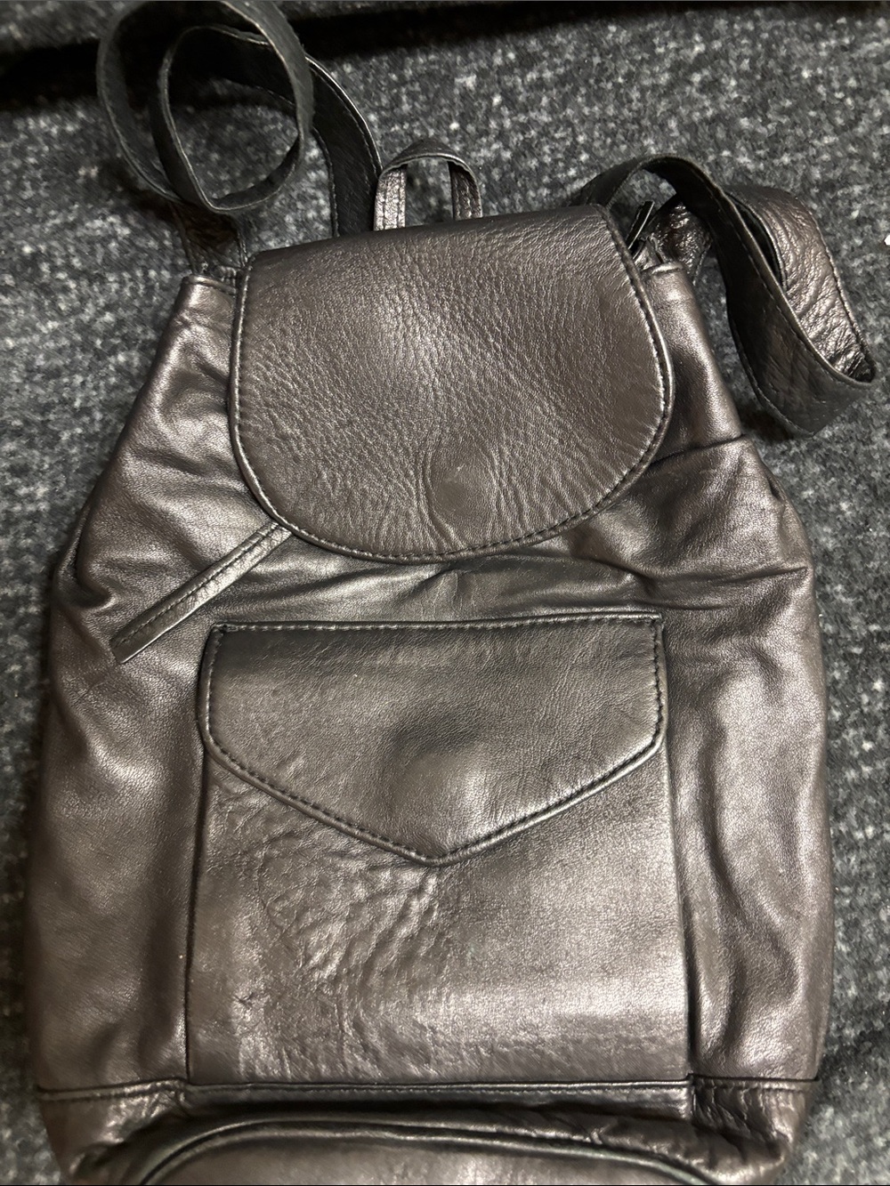 RED LEATHERETTE Black Backpack Lined 2-Exterior Compartments